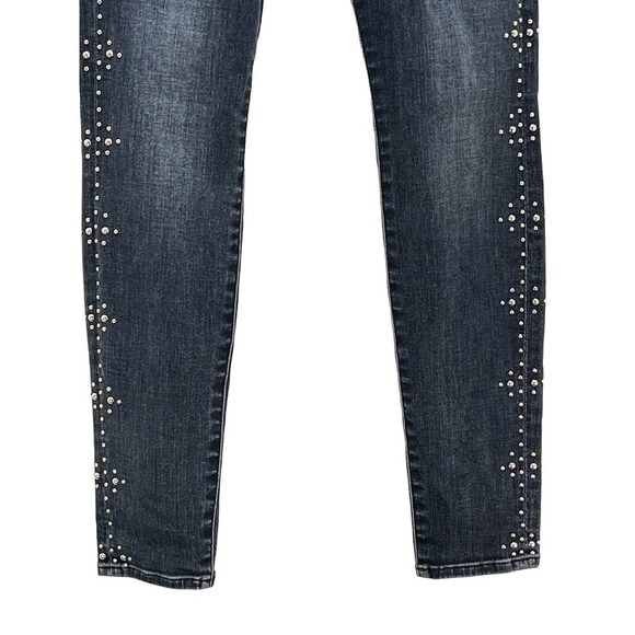 7 For All Mankind Faded Black Mid Rise Skinny Jean with Studs In Vintage Noir 26 - Picture 8 of 11